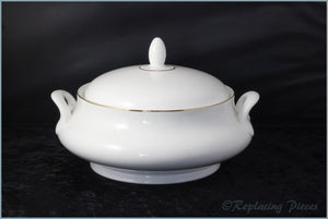 Queen Anne - White & Gold - Lidded Vegetable Dish