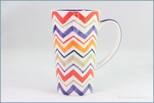 RPW154 - Whittards - Latte Mug (Red/Orange/Red Zig-Zag)