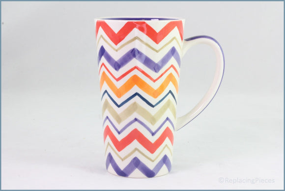 RPW154 - Whittards - Latte Mug (Red/Orange/Red Zig-Zag)