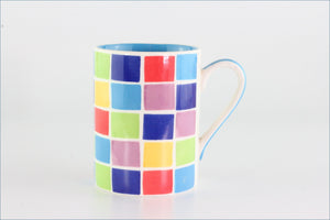 RPW202 - Whittards - Mug - Multi-Coloured Squares (Blue Interior)