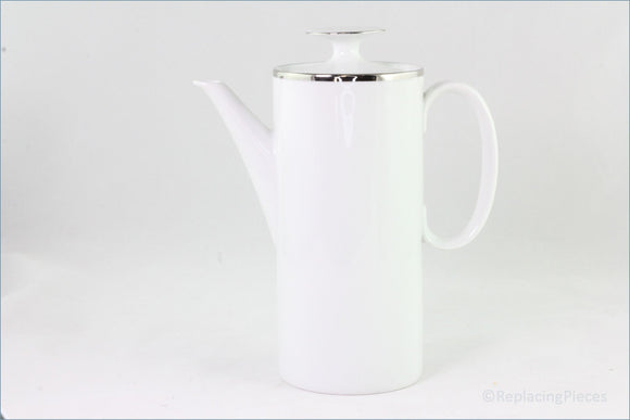 Thomas - White With Thick Silver Band - Coffee Pot