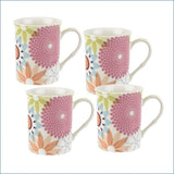 Portmeirion - Crazy Daisy - Boxed Set Of 4 Straight Sided Mugs - New